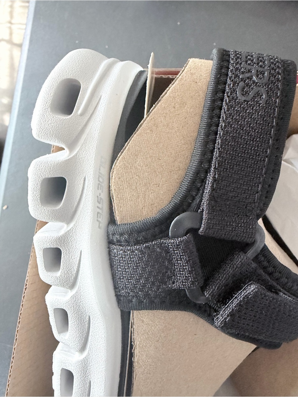 Skechers Black and White Glide-Step Platform Sport Sandals - Picture 2 of 5